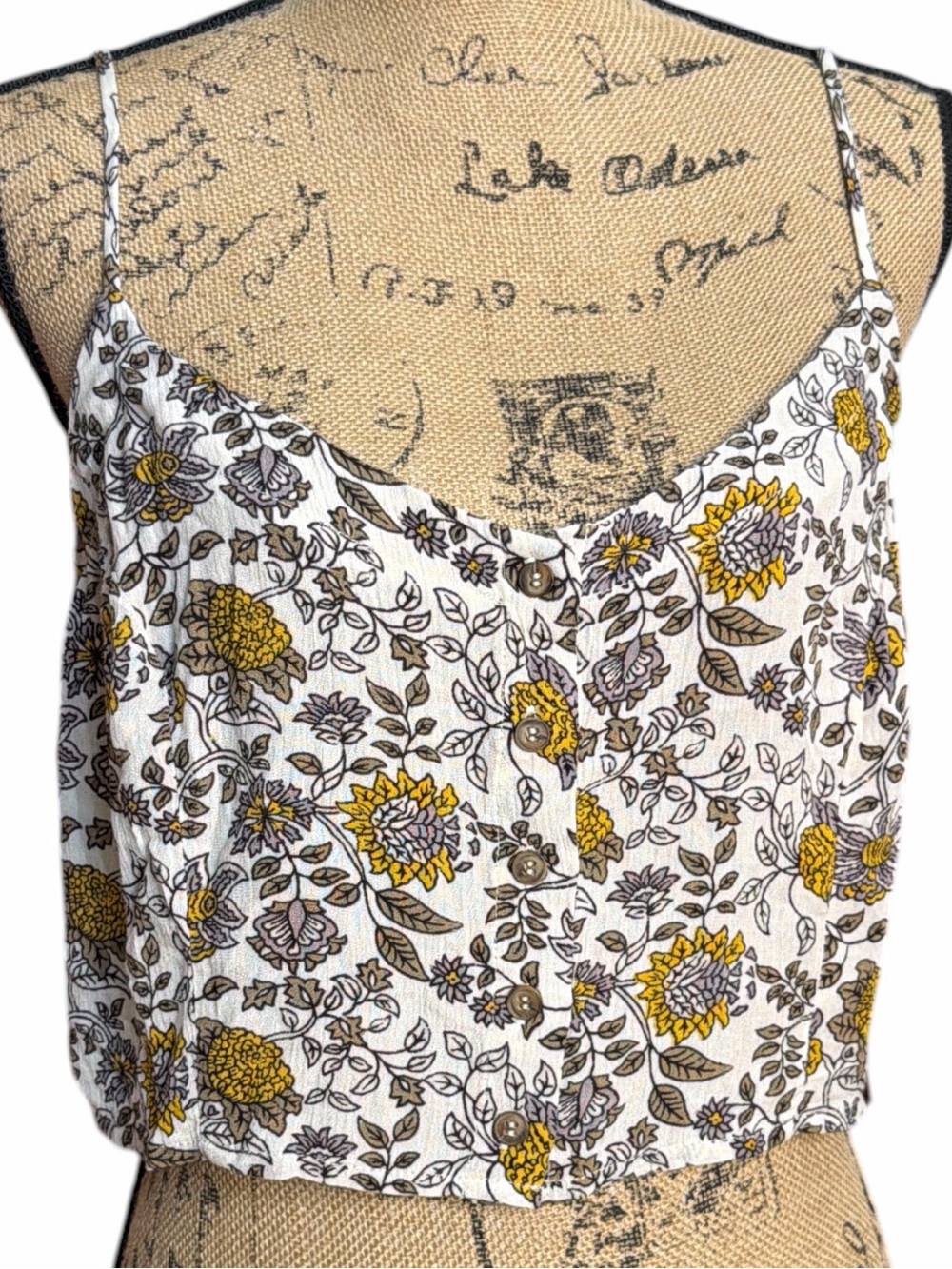 Gypsies & Moondust Floral Button-Front Cami Tank Top NWT . Size  Large